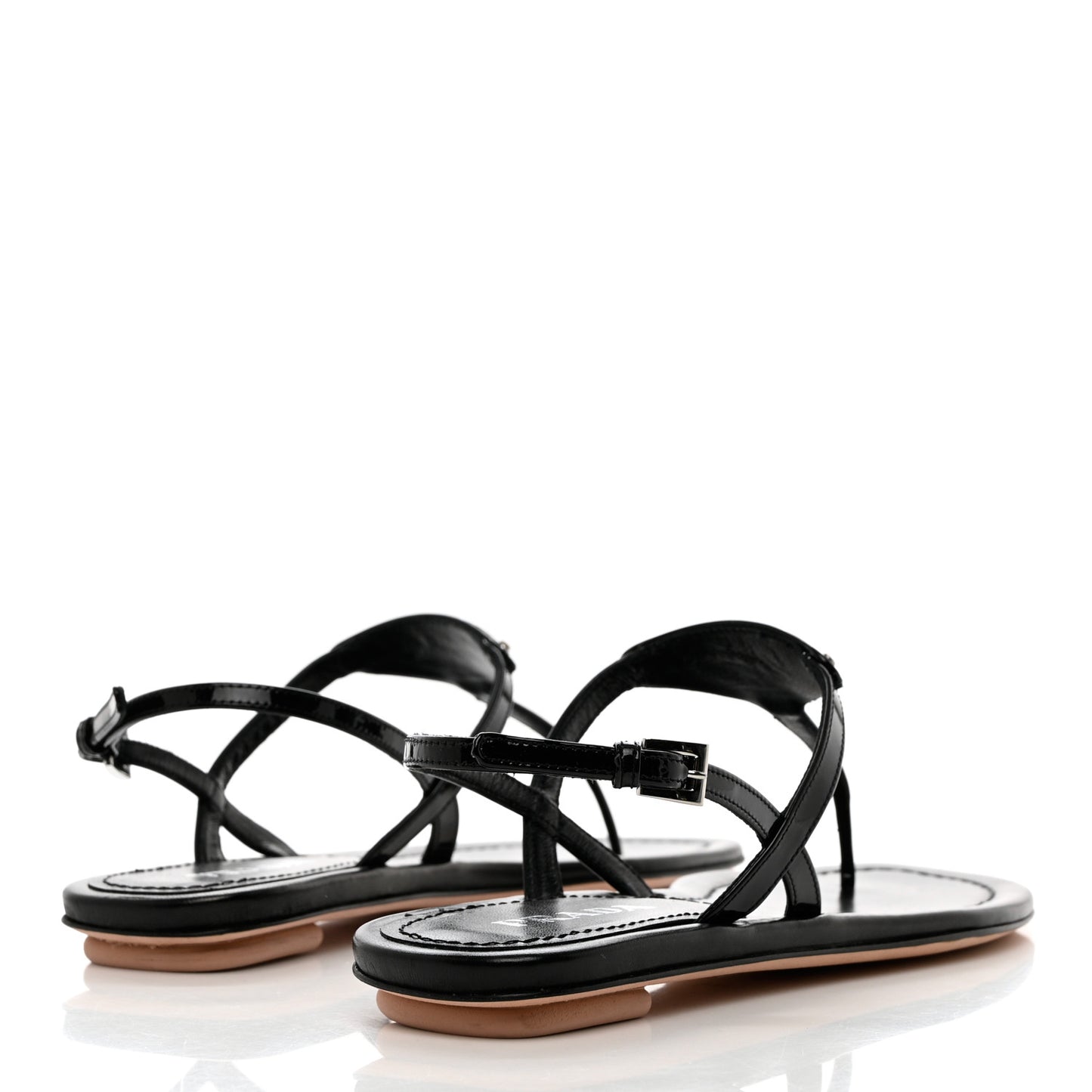 Vernice Metal Triangle Logo Slingback Flat Thong Sandals 36 Black