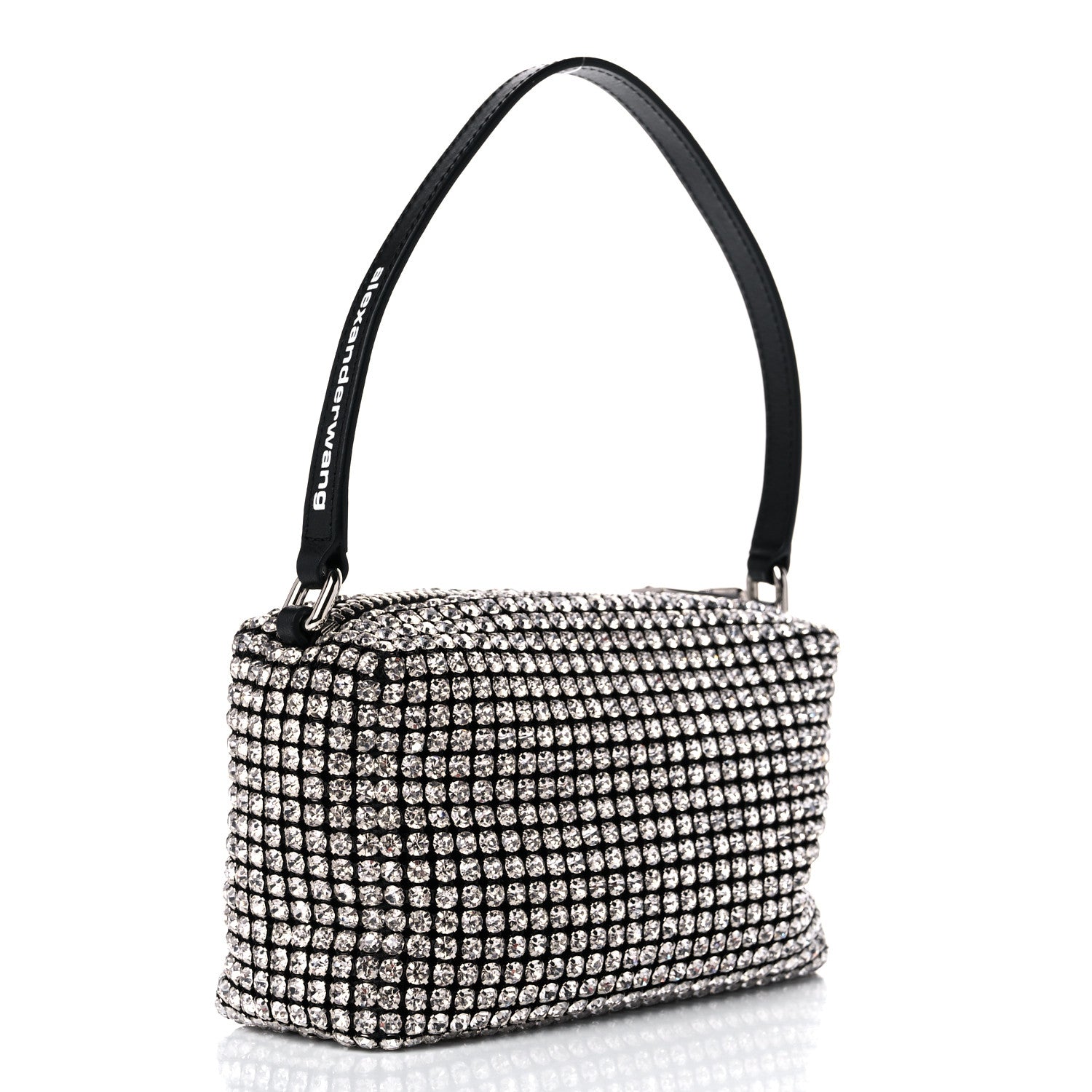 Alexander Wang Mesh Crystal Rhinestone Mini Heiress Pouch Black Silver 3 of 10