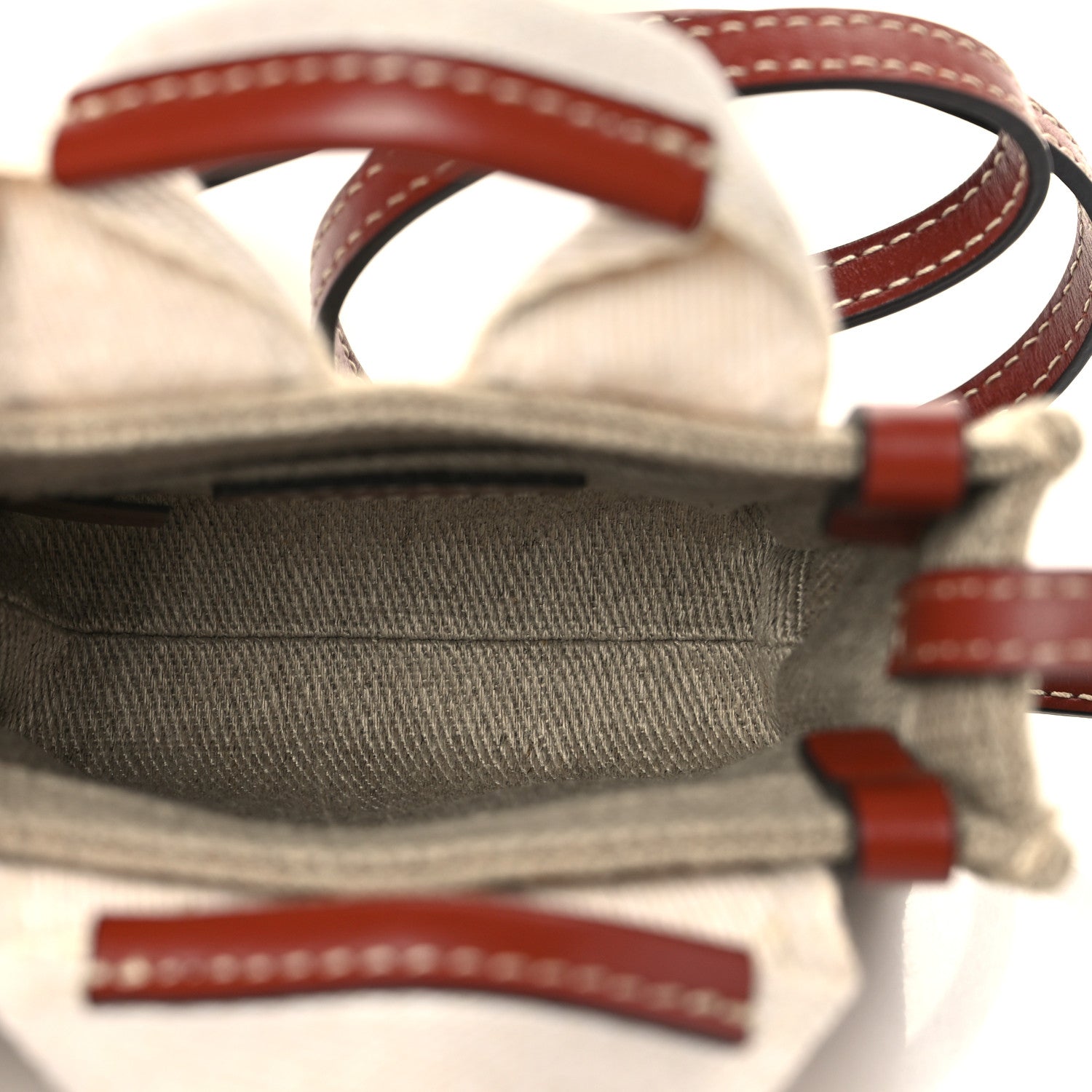 Chloe Cotton Calfskin Nano Woody Ribbon Tote With Strap White Brown 5 of 9