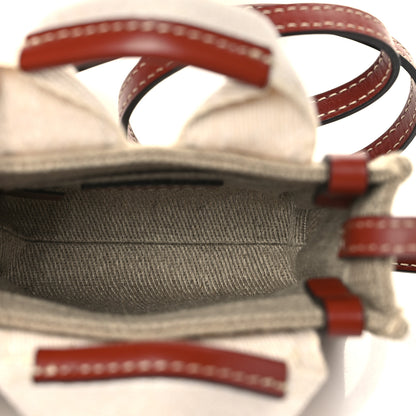 Chloe Cotton Calfskin Nano Woody Ribbon Tote With Strap White Brown 5 of 9