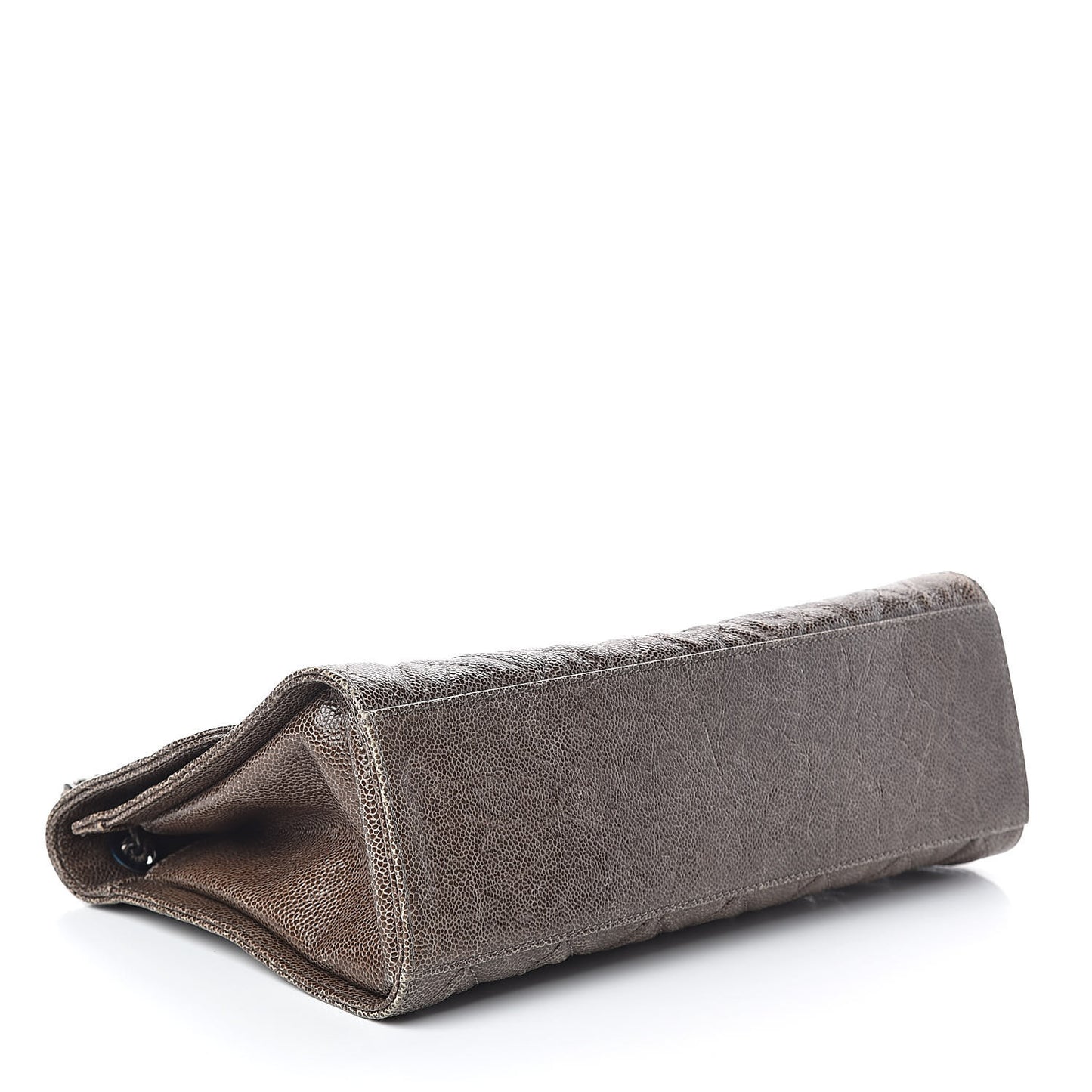 Crumpled Grained Calfskin Jumbo CC Crave Flap Beige