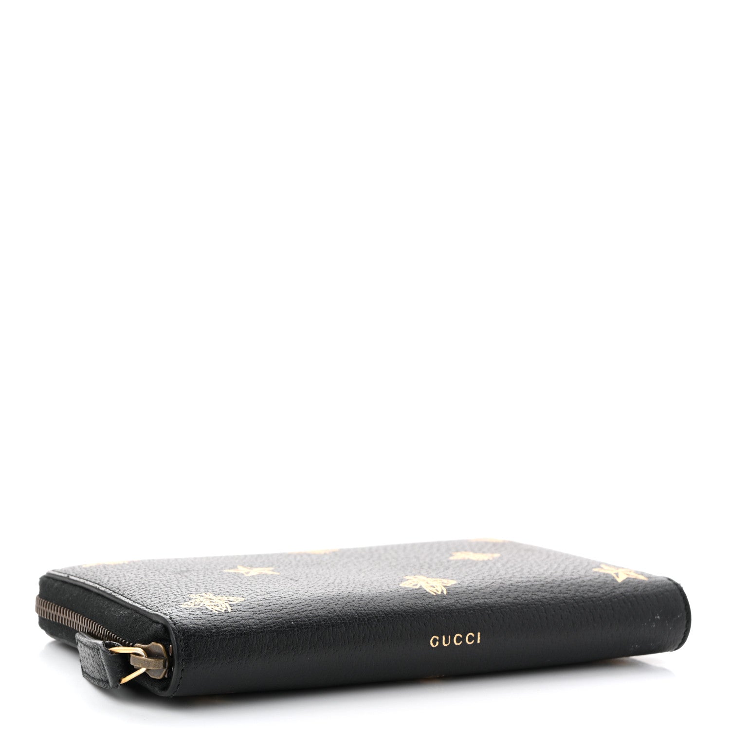 Gucci Dollar Calfskin Bee Star Zip Around Wallet Black 4 of 9