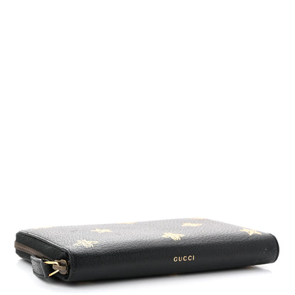 Gucci Dollar Calfskin Bee Star Zip Around Wallet Black 4 of 9