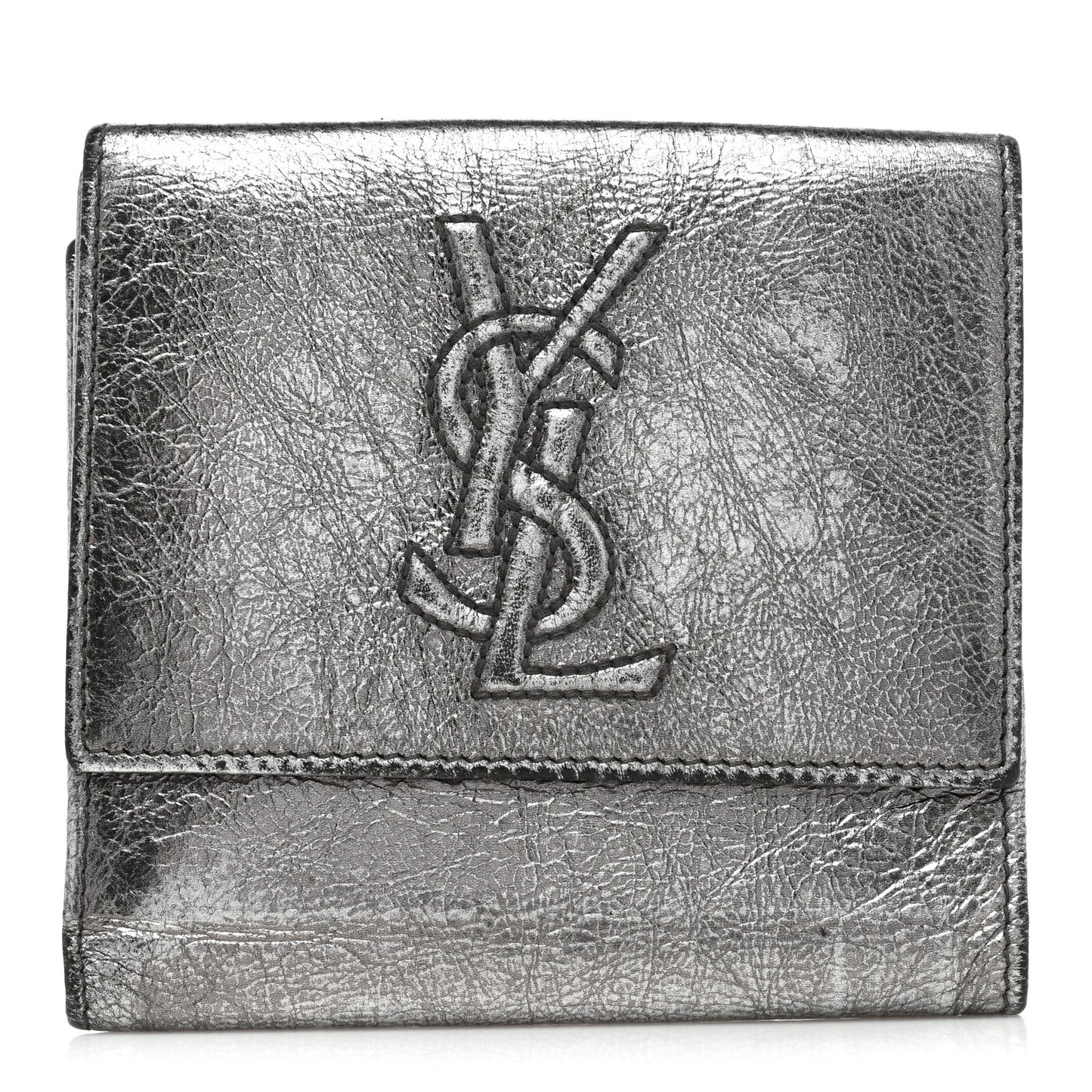 Metallic Goatskin Belle de Jour French Wallet Silver