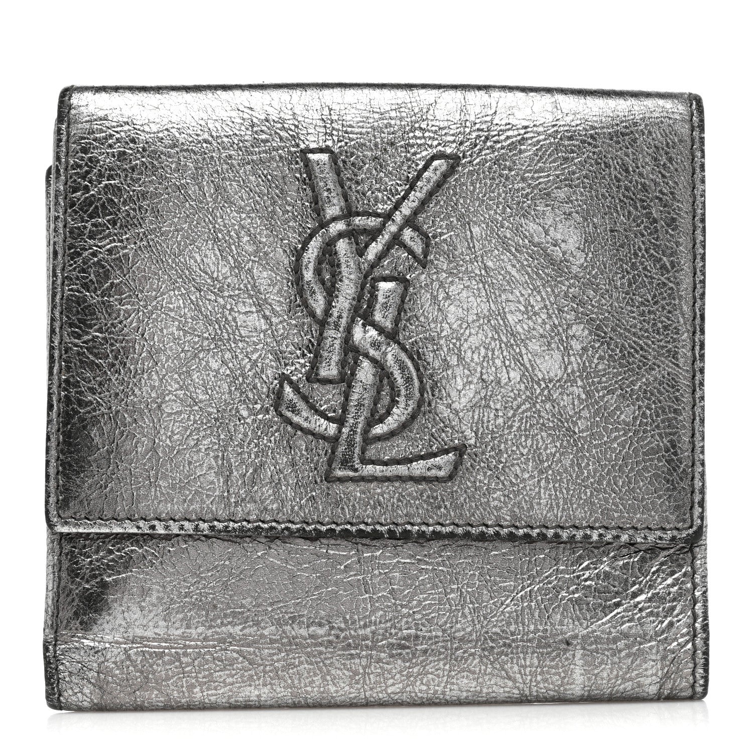 Saint Laurent Metallic Goatskin Belle de Jour French Wallet Silver 1 of 10