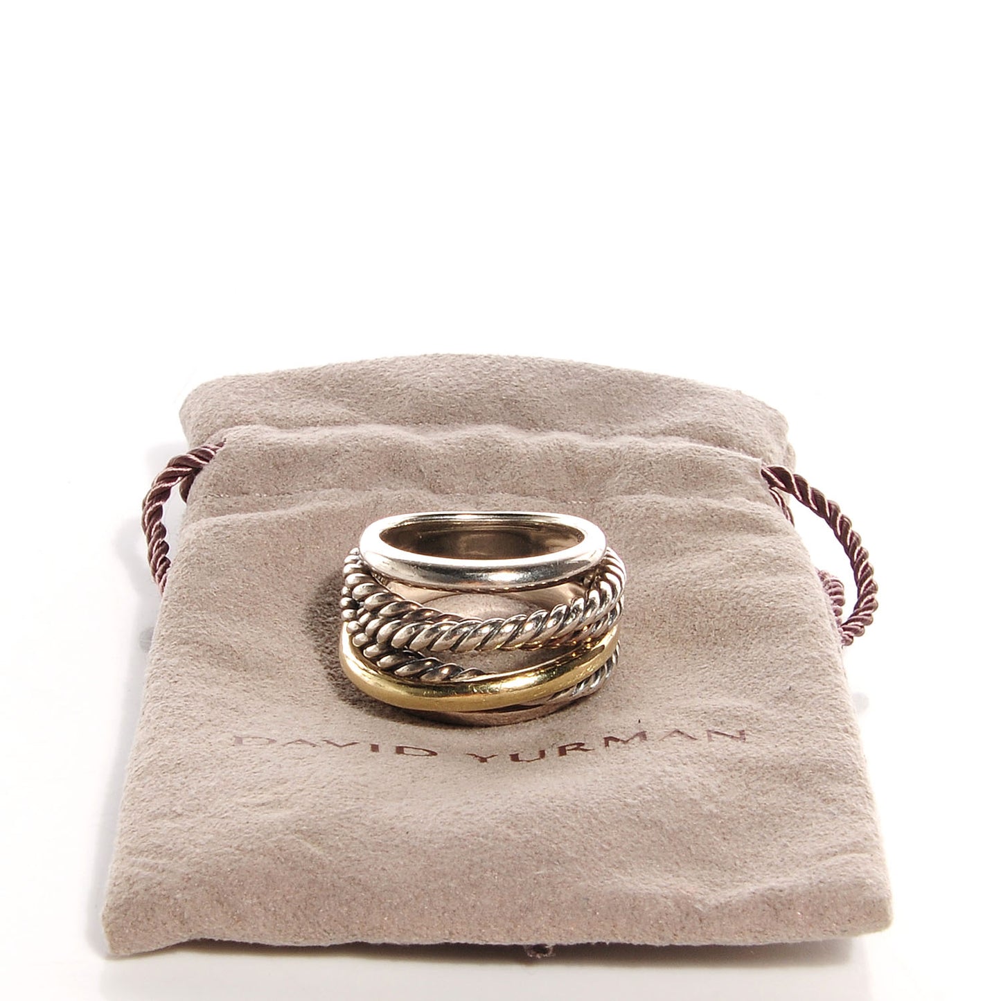 Sterling Silver 14k Gold Narrow Crossover Ring 6