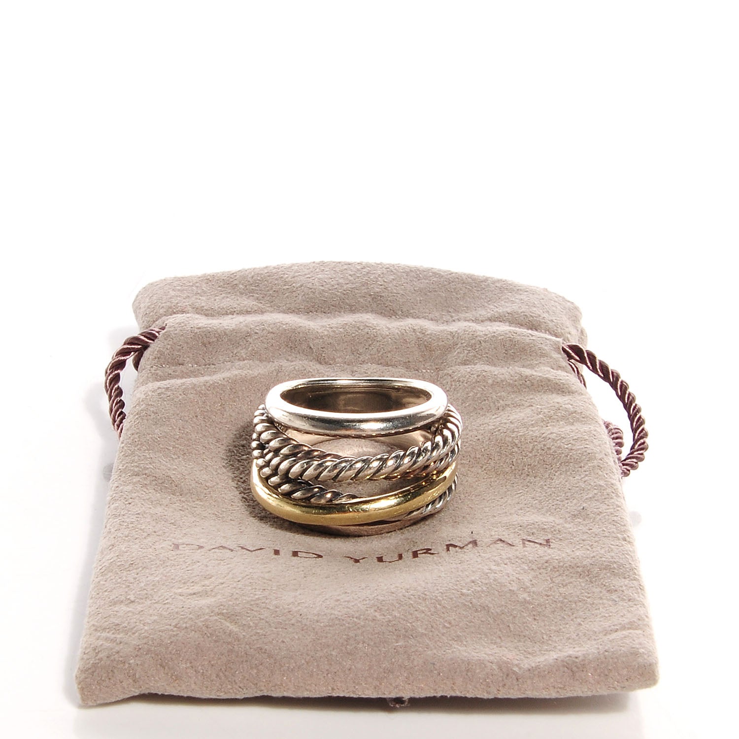 David Yurman Sterling Silver 14k Gold Narrow Crossover Ring 6 3 of 5