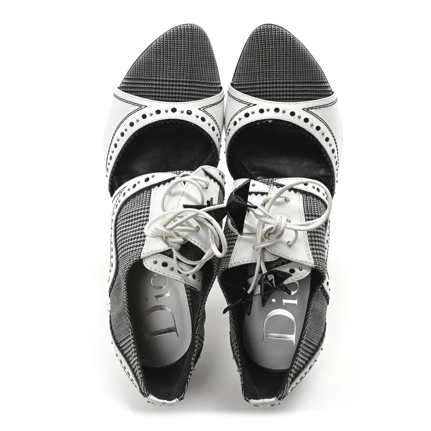 Christian Dior Calfskin Houndstooth Spectadior Pumps 39.5 White Black 2 of 8