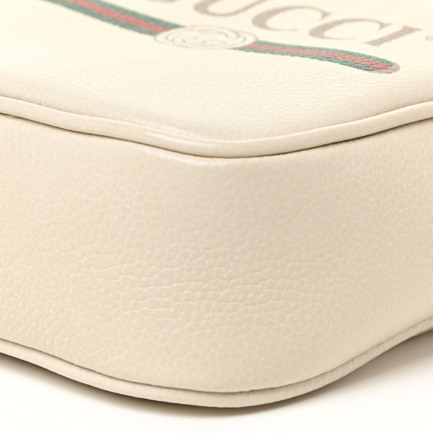 Grained Calfskin Mini Logo Messenger Bag White