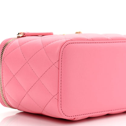 Chanel Lambskin Quilted Small Pearl Crush Vanity Case With Chain Pink 9 of 14