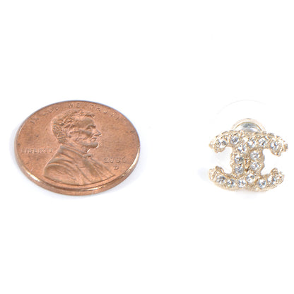 Chanel Crystal CC Pierced Earrings Gold 2 of 6