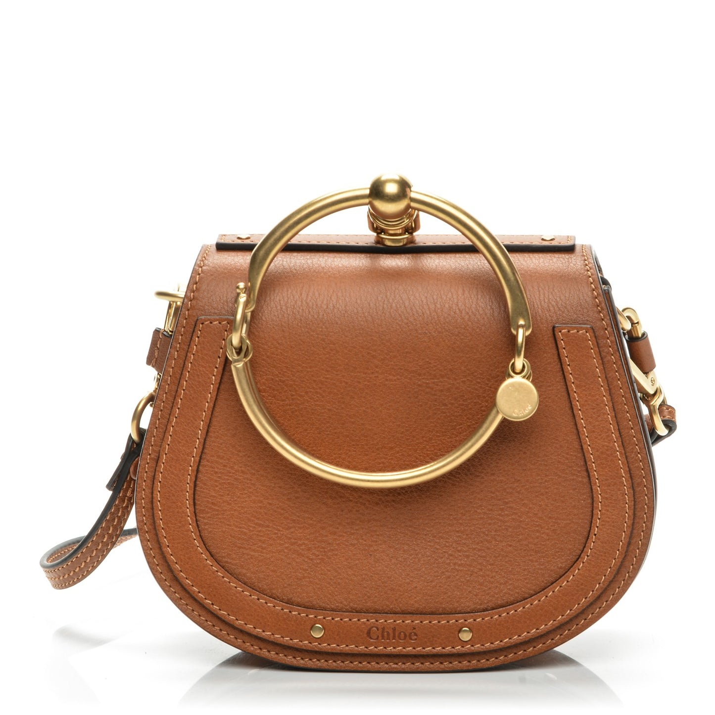 Calfskin Suede Small Nile Bracelet Bag Caramel