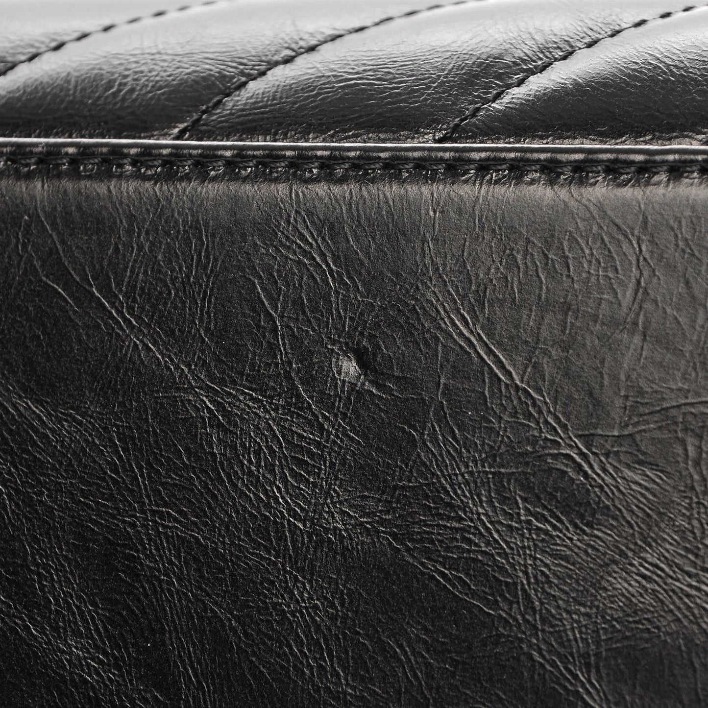 Calfskin Lizard Chevron Quilted Small Coco Handle Flap Black
