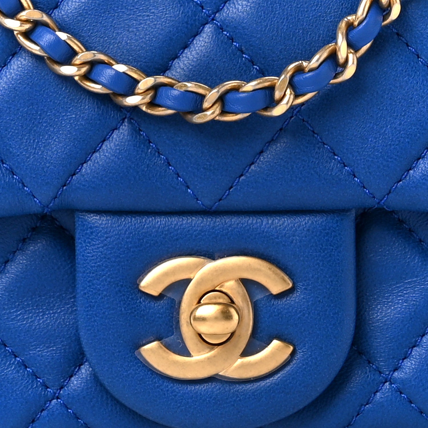 Chanel Lambskin Quilted Pearl Crush Mini Rectangular Flap Blue 9 of 11