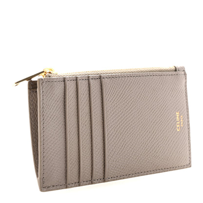 Celine Grained Calfskin Zipped Card Holder Pebble 3 of 7