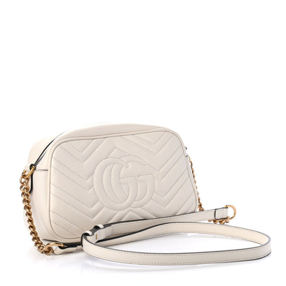 Gucci Calfskin Matelasse Small GG Marmont Chain Shoulder Bag White 2 of 4
