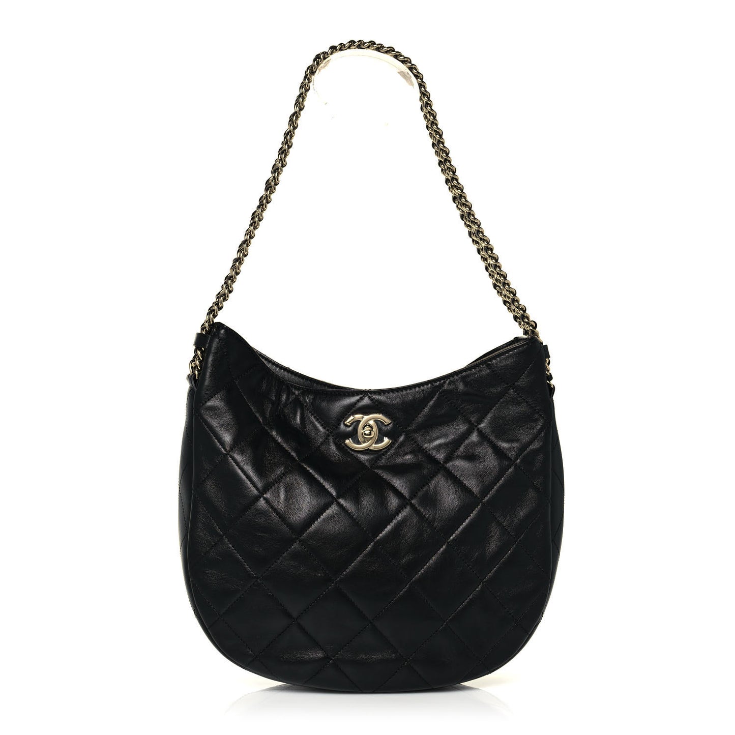 Lambskin Quilted Hobo Black