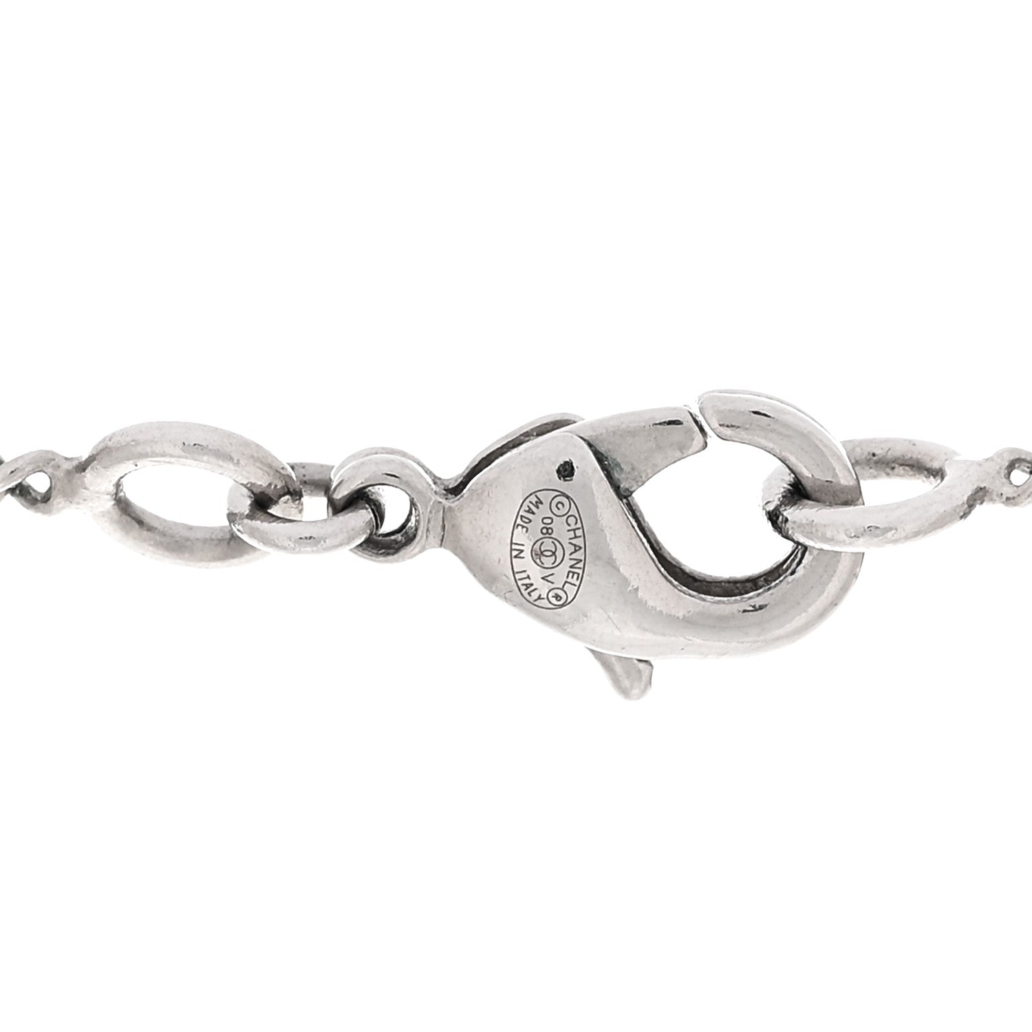 Chanel Crystal CC Necklace Silver 4 of 4