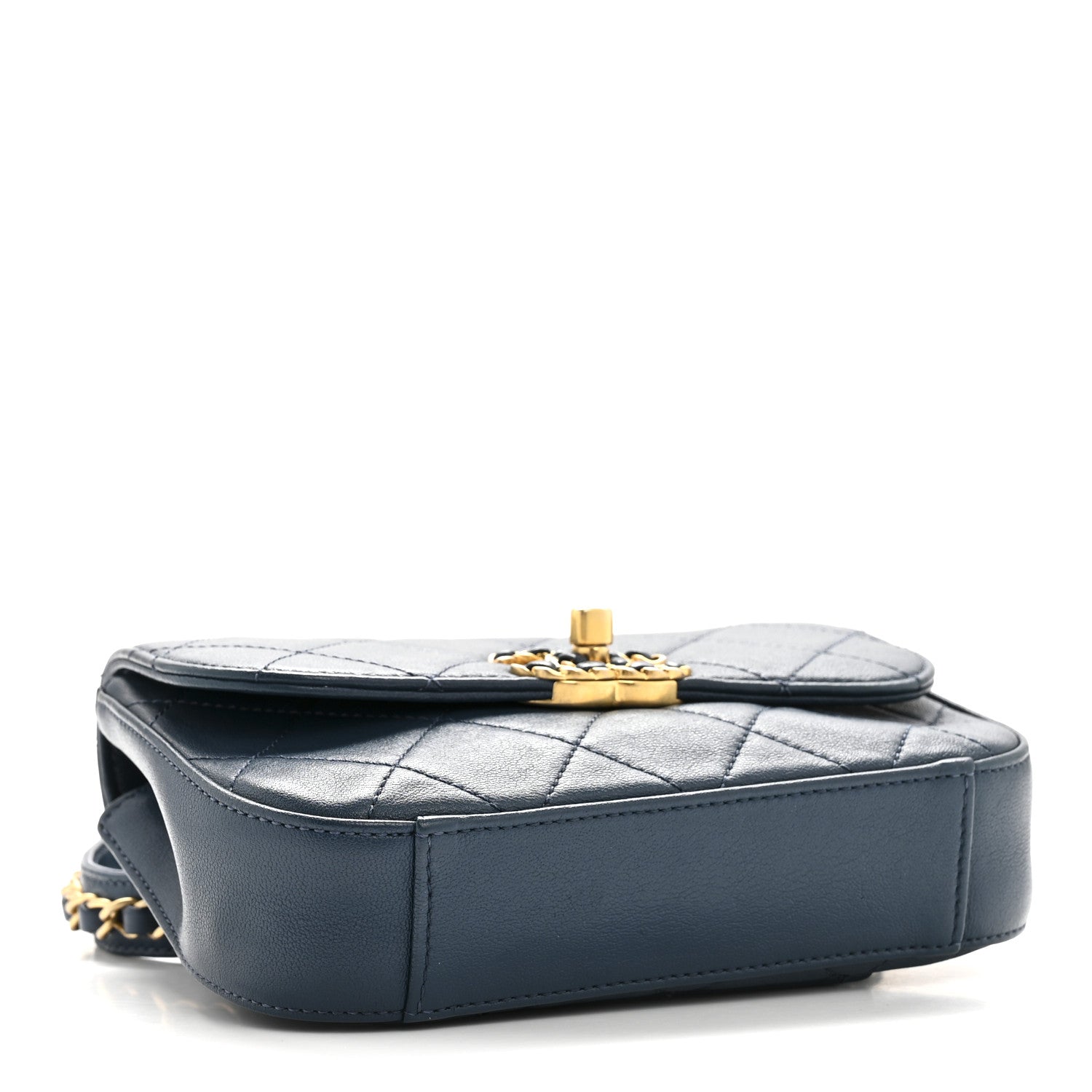 Chanel Lambskin Quilted Chain Infinity Waist Belt Bag Blue 4 of 11
