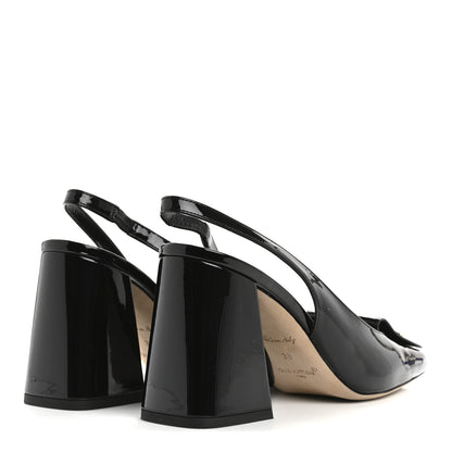 Louis Vuitton Patent Calfskin Shake Slingback Pumps 38 Black 5 of 9