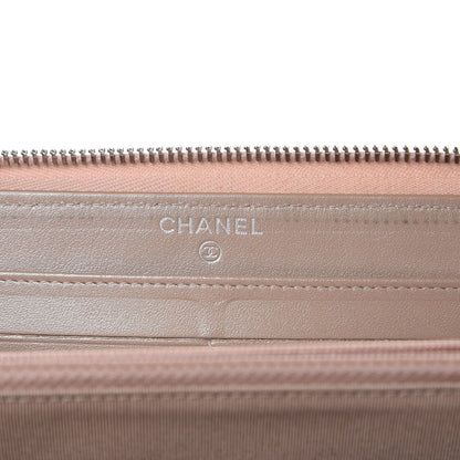Chanel Metallic Caviar Chevron Quilted Zip Around Wallet Light Gold 6 of 12