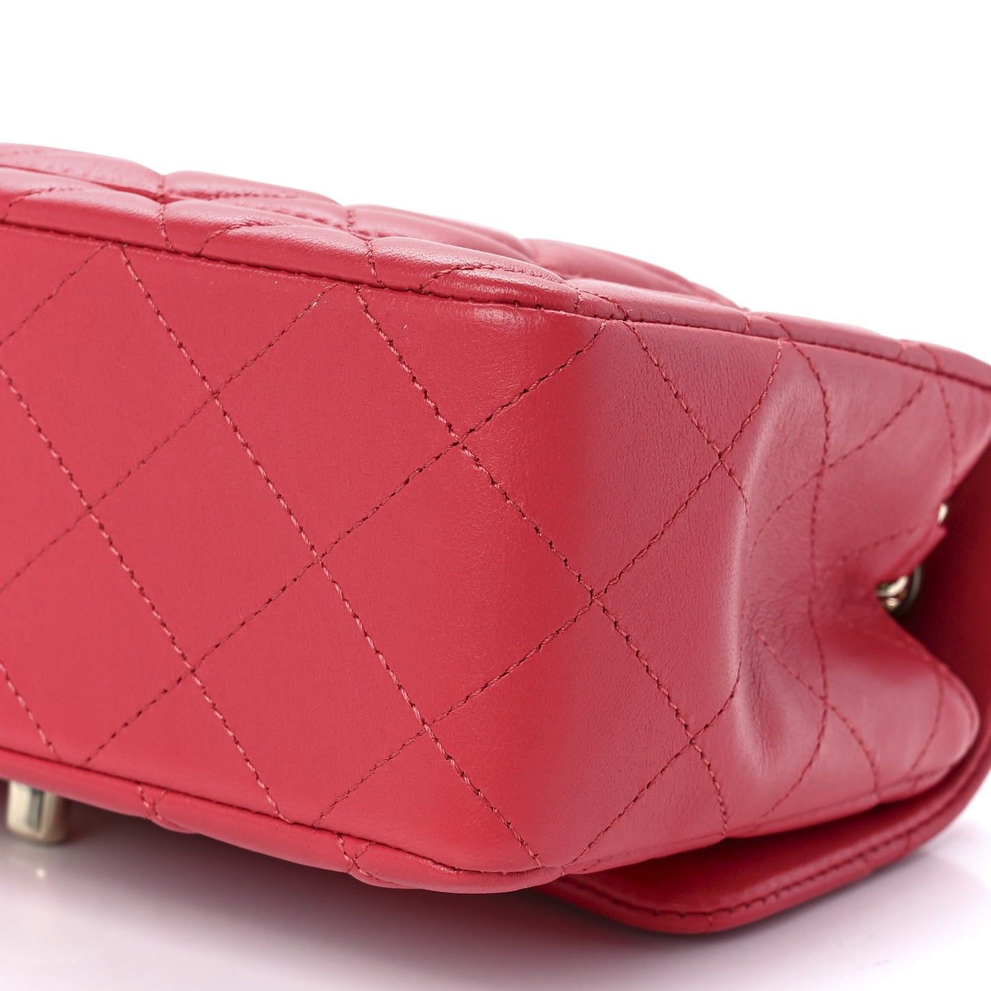 Lambskin Quilted Mini Rectangular Flap Red