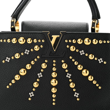 Louis Vuitton LOUIS VUITTON Taurillon Studded Sol Capucines PM Black 7 of 12
