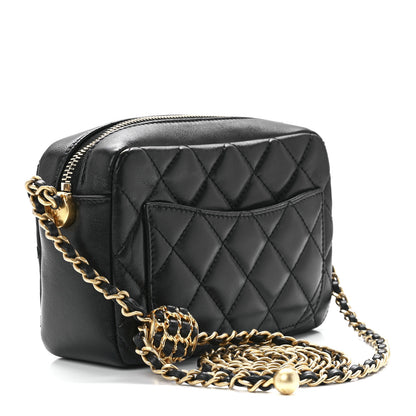 Chanel Lambskin Quilted CC Pearl Crush Camera Case Black 3 of 12