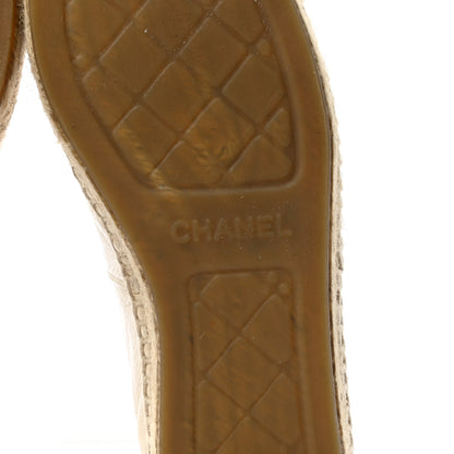 Chanel Metallic Calfskin Grosgrain CC Espadrilles 37 Ivory Black 6 of 9