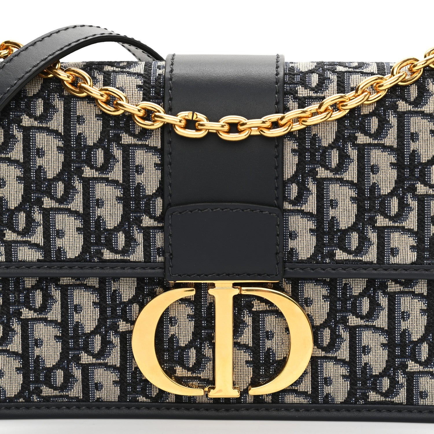 Christian Dior Oblique 30 Montaigne Chain Flap Bag Blue 7 of 9