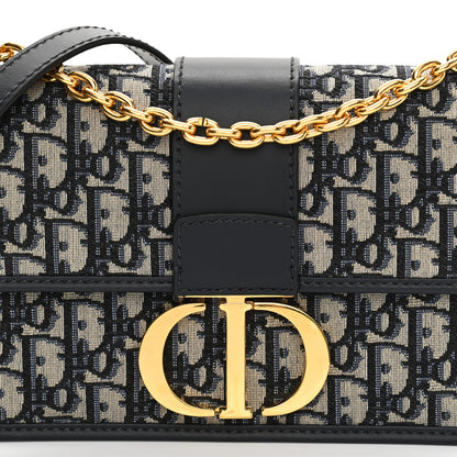 Christian Dior Oblique 30 Montaigne Chain Flap Bag Blue 7 of 9