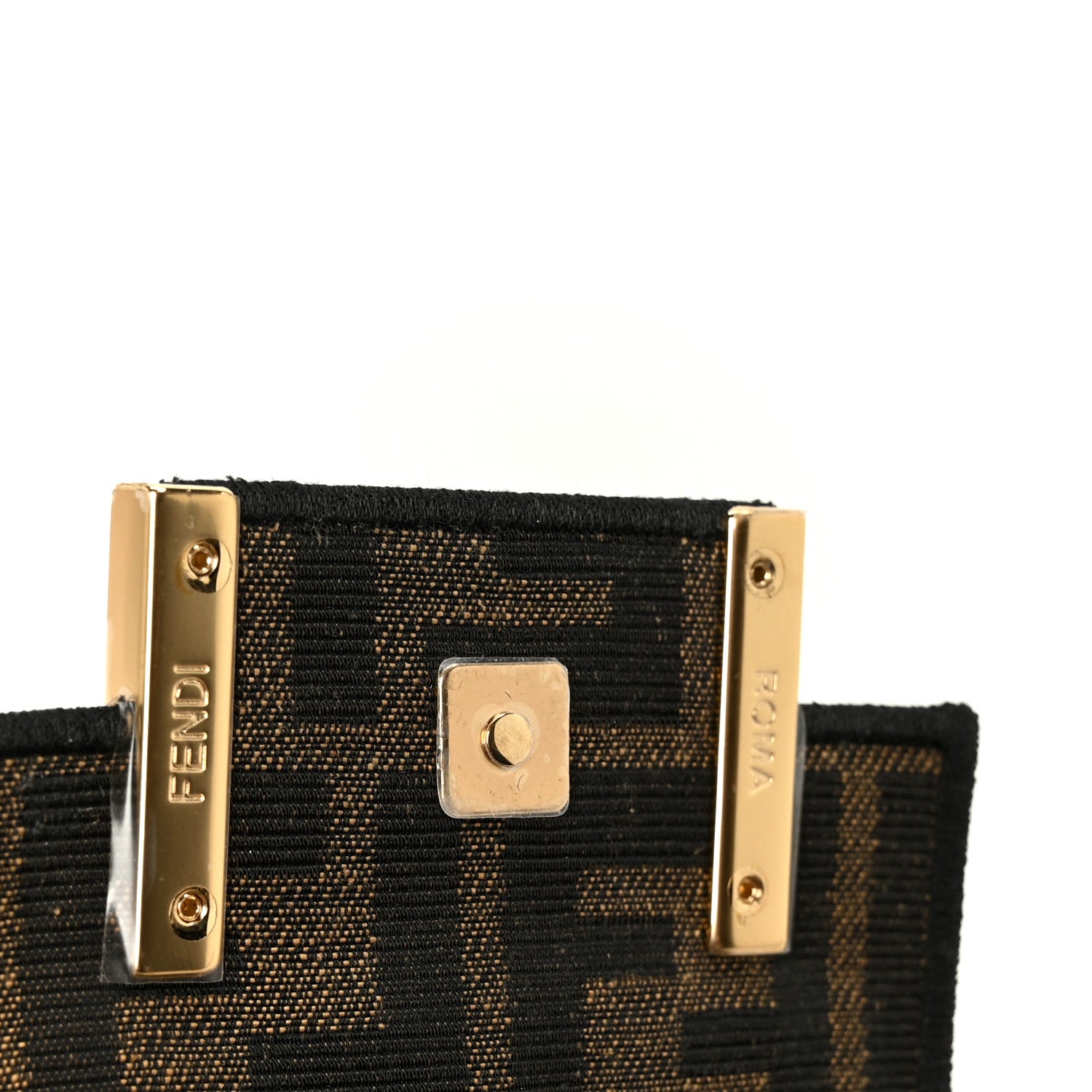 Fendi Fabric Jacquard FF 1974 Nano Maxi Buckle Baguette Charm Tobacco Moro Black 7 of 12