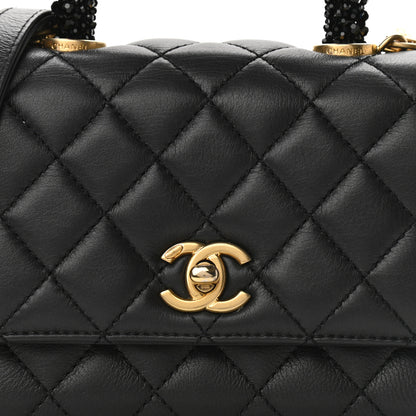 Chanel Calfskin Crystal Quilted Mini Coco Handle Flap Black Black 8 of 10
