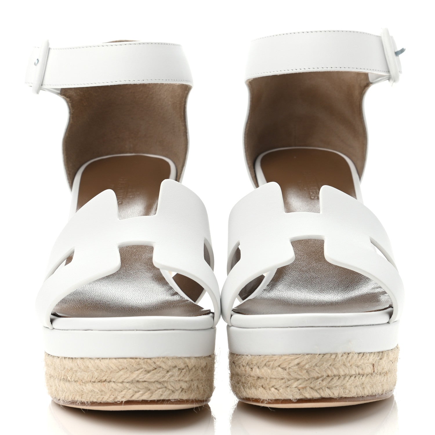 Hermes Goatskin Doll 60 Espadrille Wedge Sandals 36 White 2 of 4
