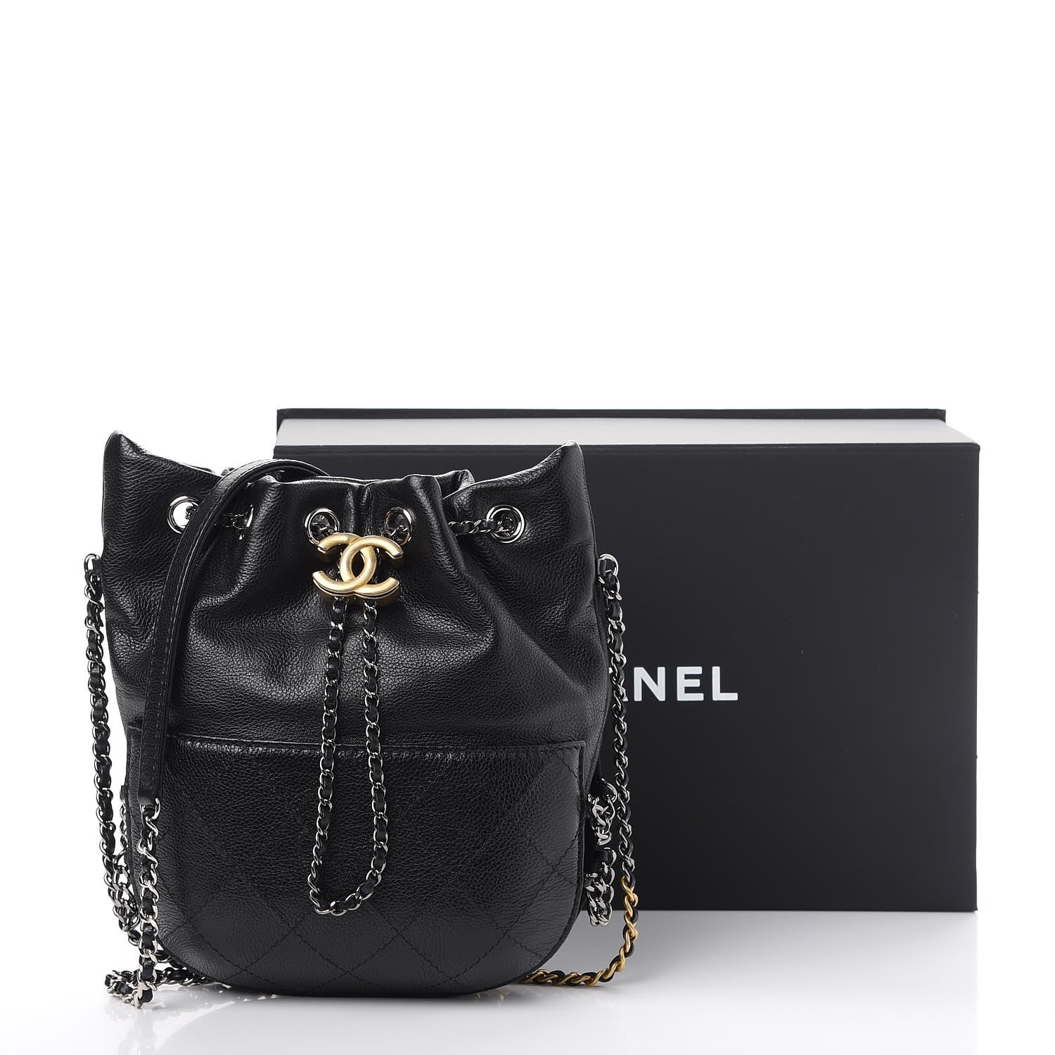 Chanel Calfskin Quilted Small Gabrielle Bucket Black 9 of 9