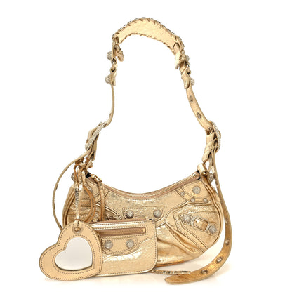Balenciaga Metallic Agneau Arena Crystal Le Cagole Shoulder Bag XS Light Gold 1 of 12