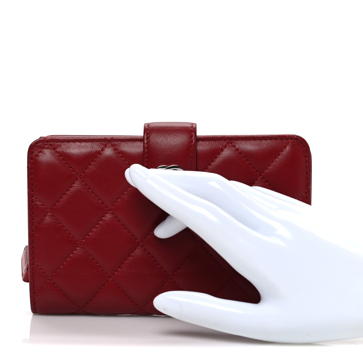 Chanel Lambskin Quilted CC French Wallet Red 2 of 8