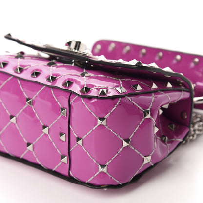 Valentino Garavani Patent Micro Rockstud Spike Shoulder Bag Radiant Orchid 7 of 9