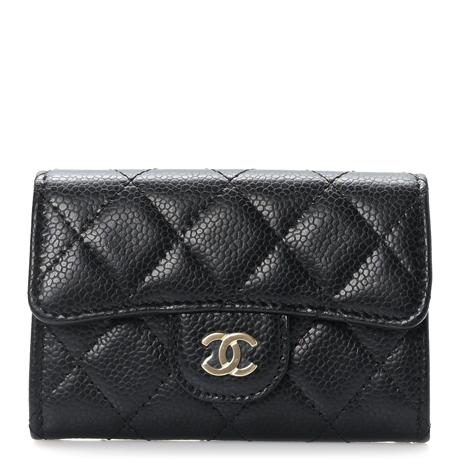Chanel Caviar Quilted Flap Card Holder Wallet Black 1 of 9