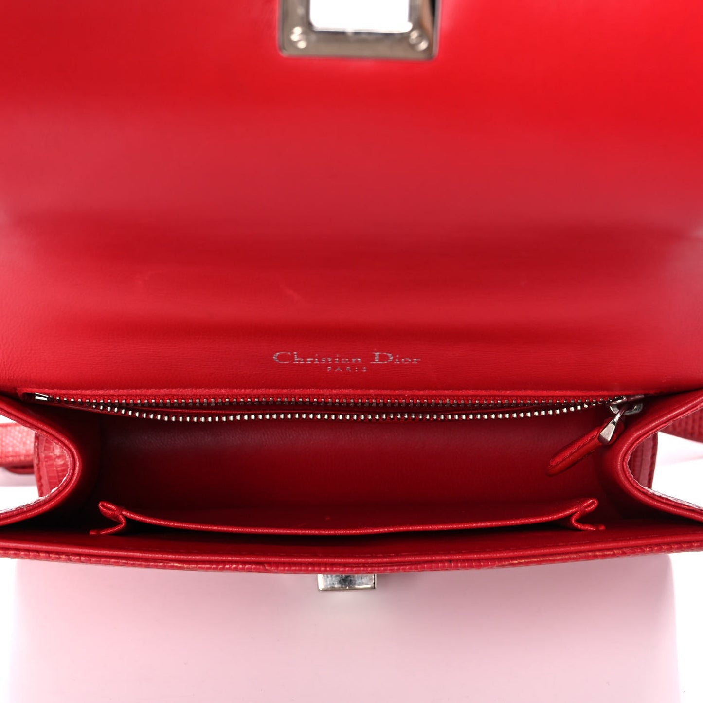 Lizard Medium Diorama Flap Bag Red