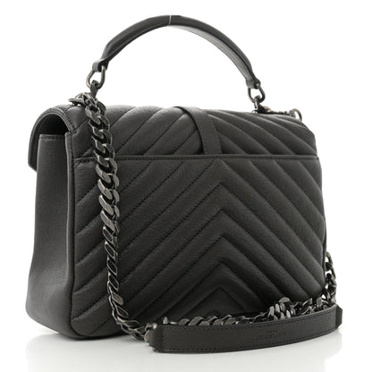 Saint Laurent Sheepskin Matelasse Chevron Monogram Medium College Bag Asphalt 3 of 10