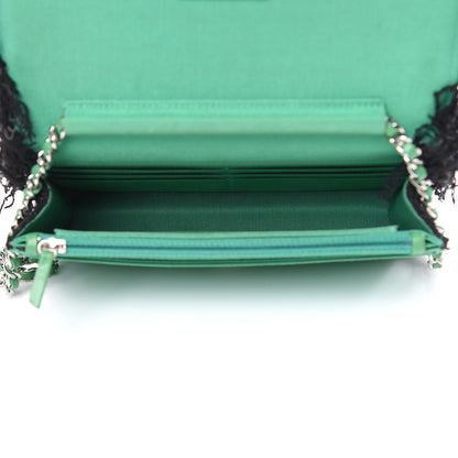 Chanel Tweed Fringe Wallet On Chain WOC Black Green 5 of 11