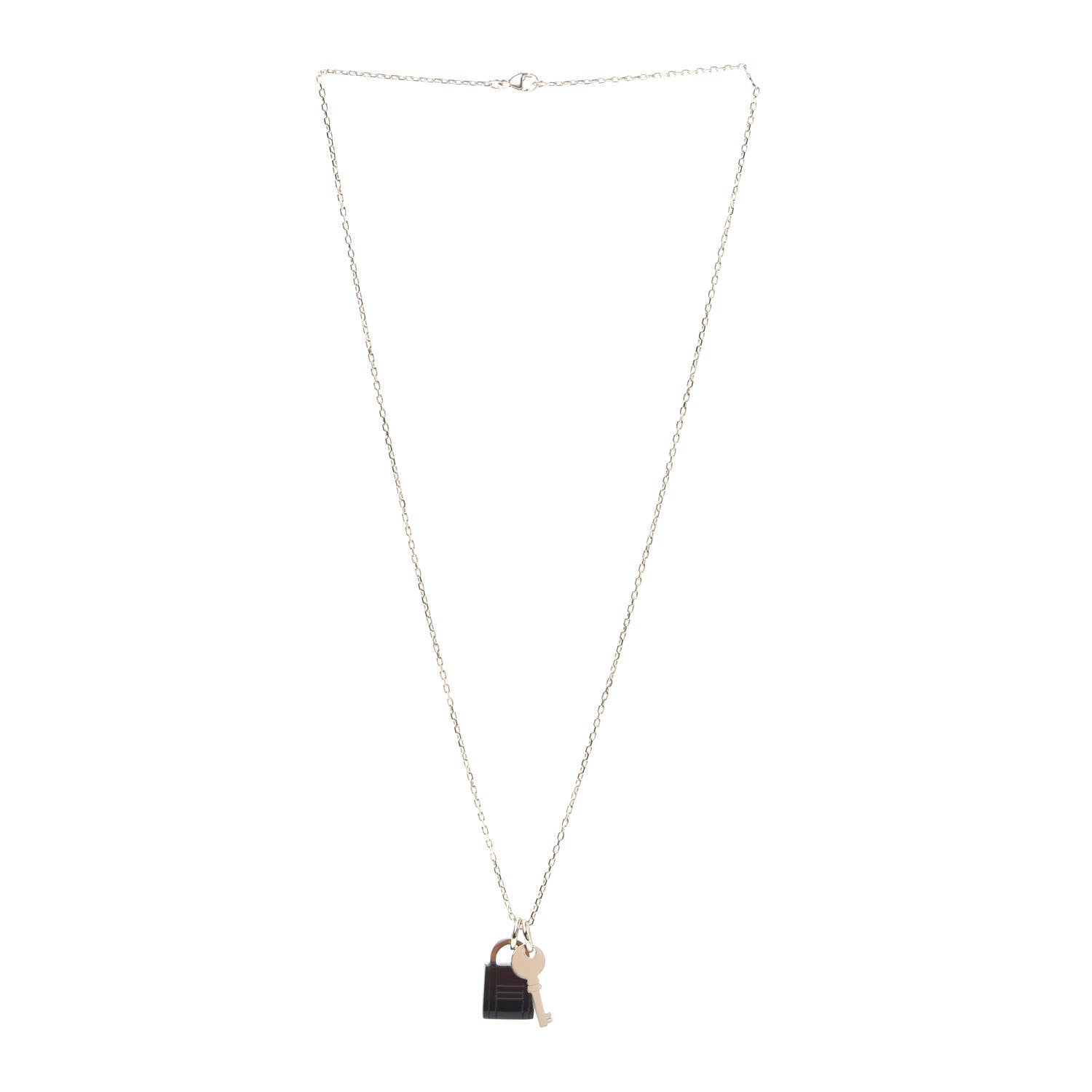 Hermes Permabrass Buffalo Horn Amulette Padlock PM Pendant Necklace 2 of 6