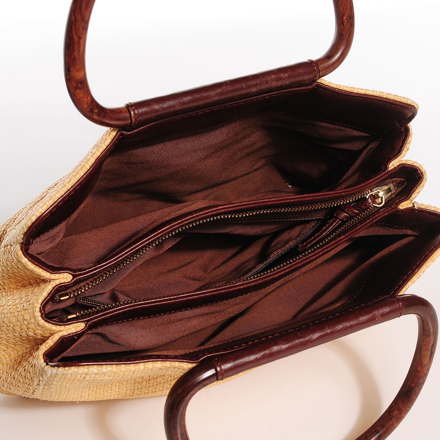 Woven Straw Raffia Wooden Handles Bag