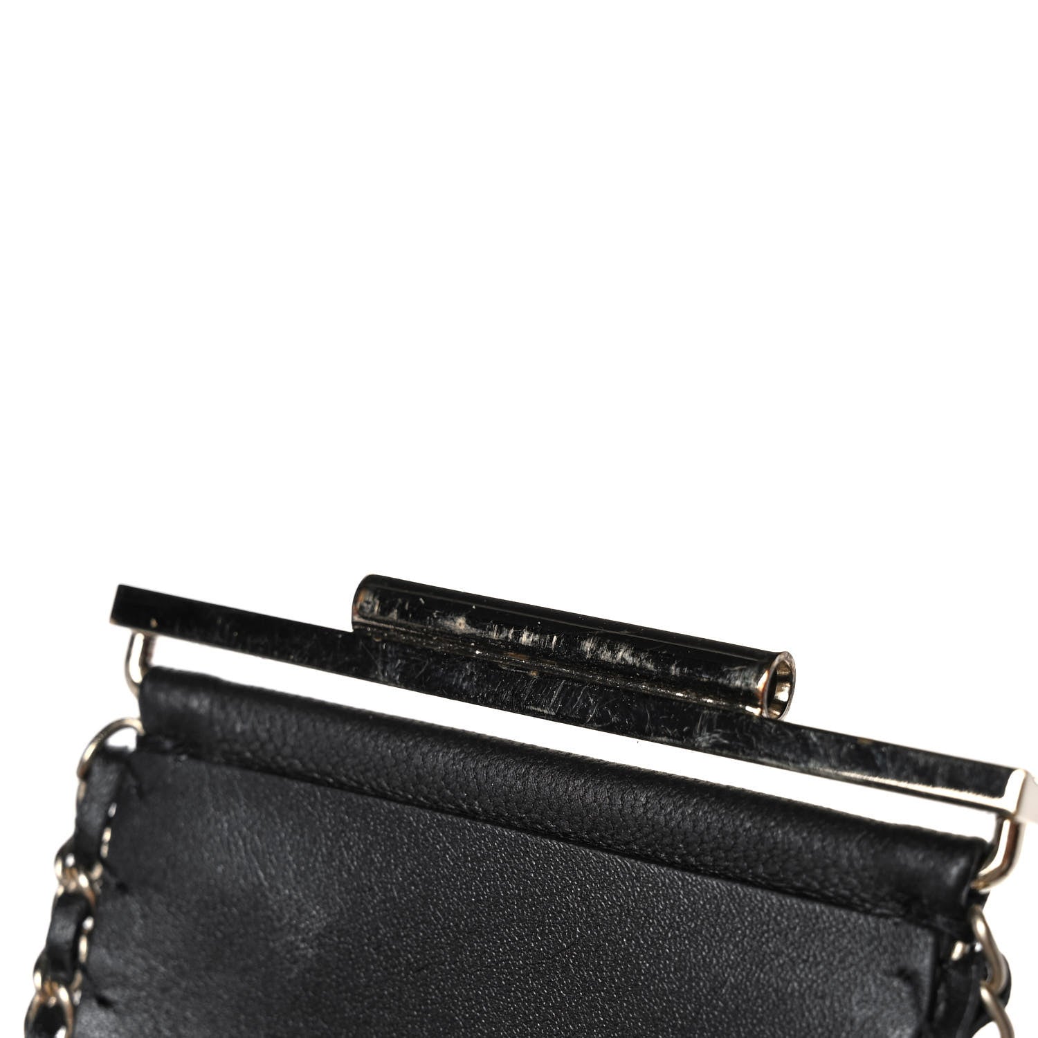 Chanel Lambskin Chain CC Cuff Bracelet Black Gold 7 of 8