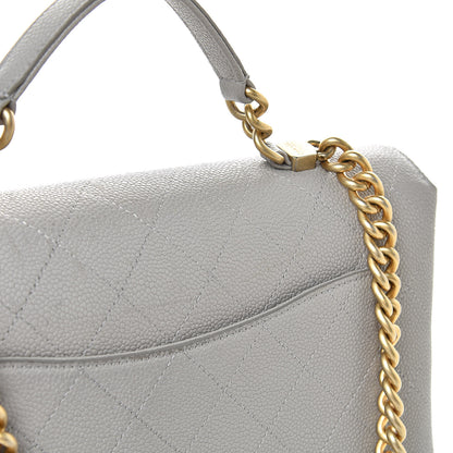 Chanel Grained Calfskin Stitched Flap Grey 12 of 16