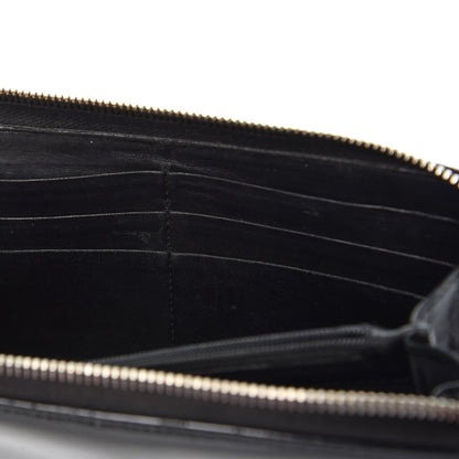 Saint Laurent Patent Y Mail Zip Around Wallet Black 9 of 13