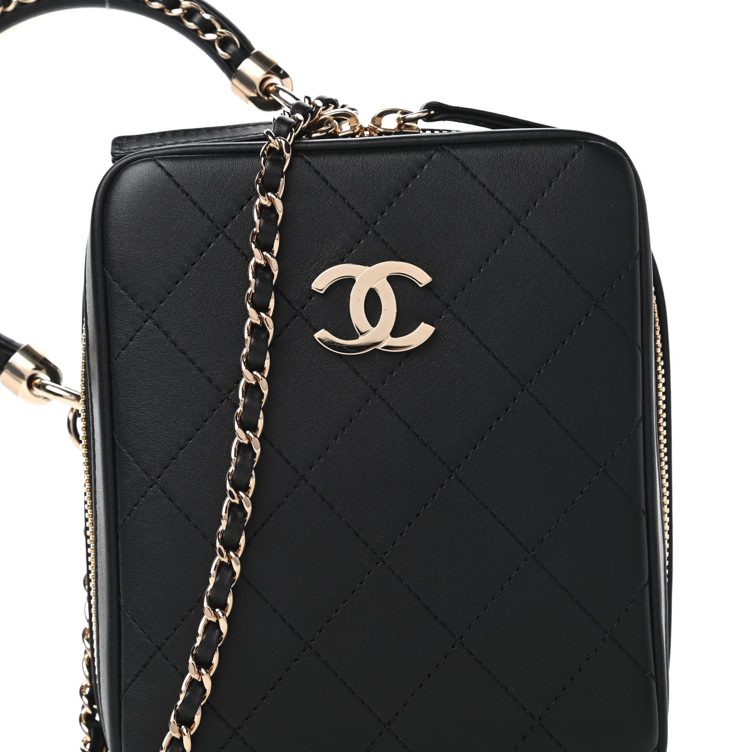 Chanel Calfskin Stitched Cup Of Tea Vanity Case Black 10 of 11