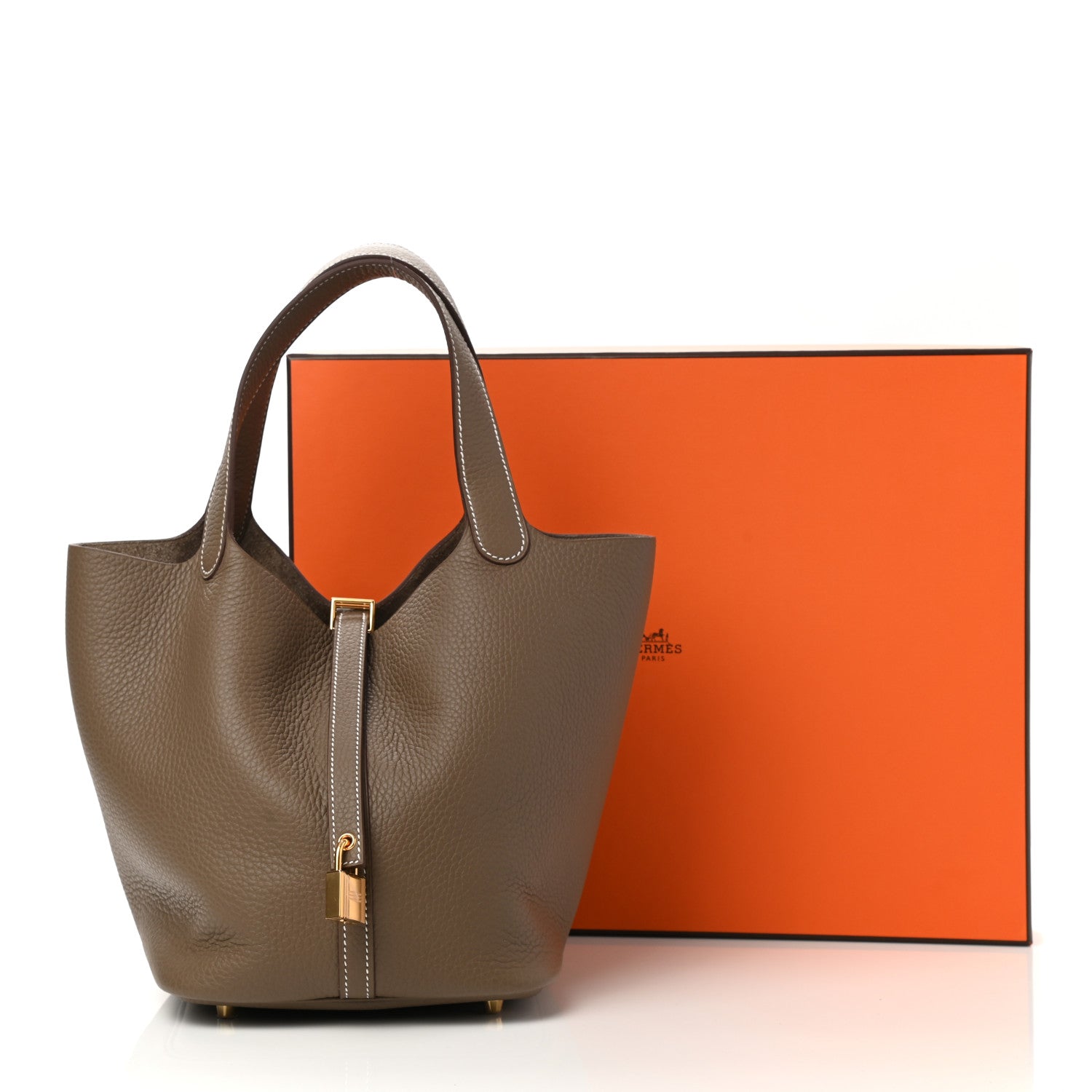 Hermes Taurillon Clemence Picotin Lock 22 MM Etoupe 11 of 11