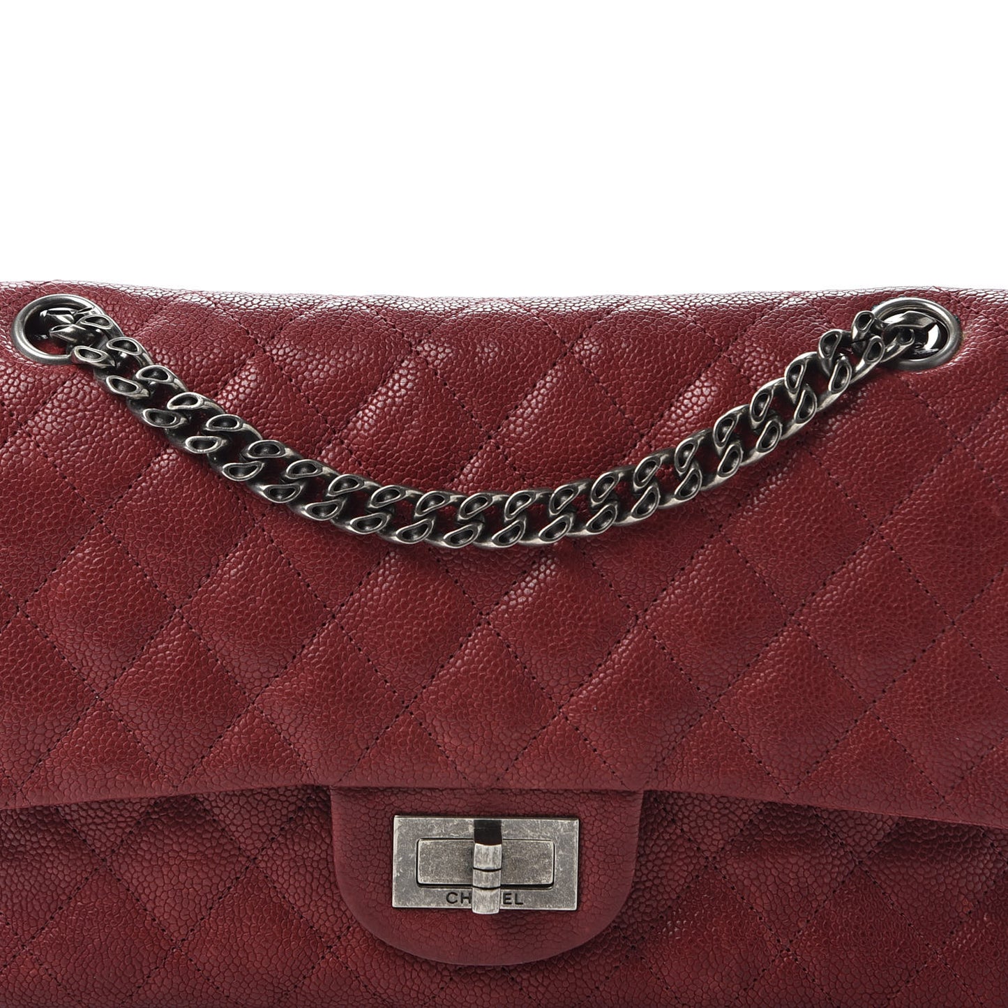 Washed Caviar Quilted 2.55 Reissue 225 Bijoux Chain Flap Red
